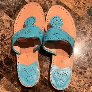 Jack Rogers Turquoise Blue Whipstitch Rondelle Sandals